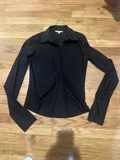 Cabi Black Double Zip Stretch Yoga Jacket Nylon Small