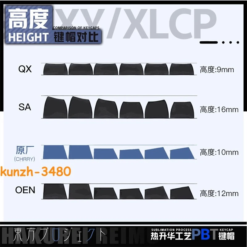 Touhou Project Izayoi Sakuya Keycap PBT Cherry MX Sublimation 122 Keys Keyboard - Image 4 of 4