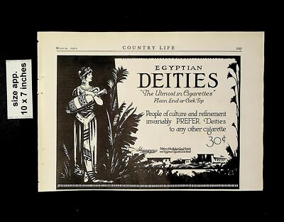 egyptian deities cigarettes 1921 Egyptian Deities Cigarettes Vintage Print Ad 14005