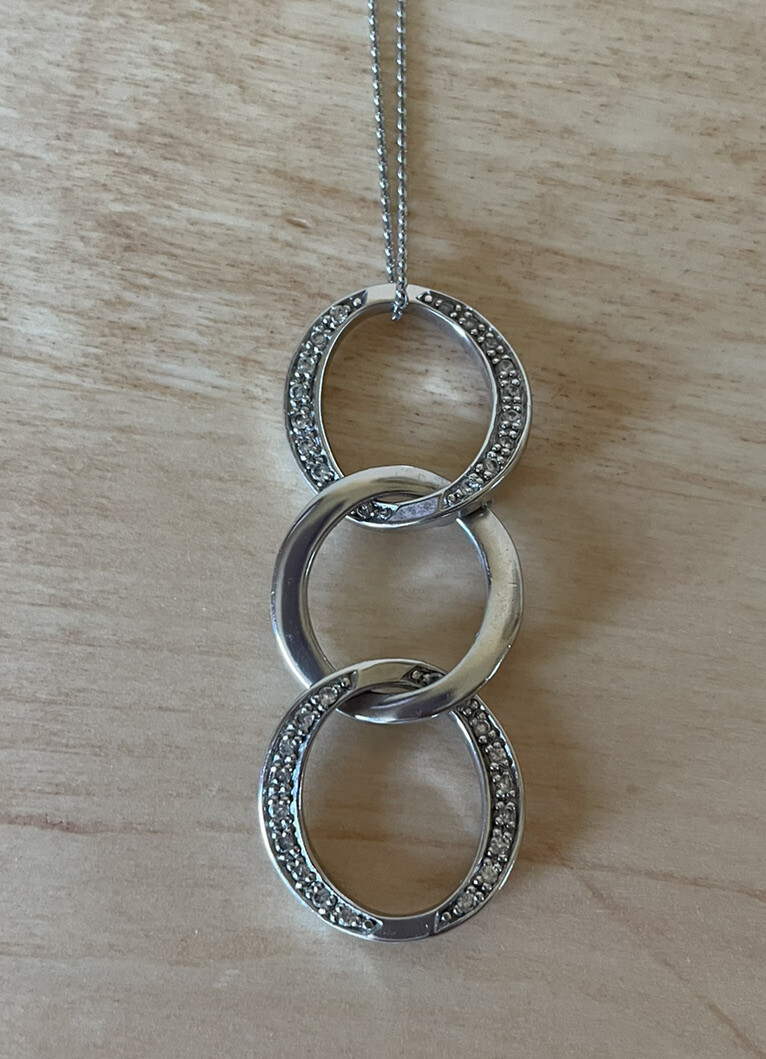 Sterling Silver Triple Interlocking Ring Circle P… - image 7