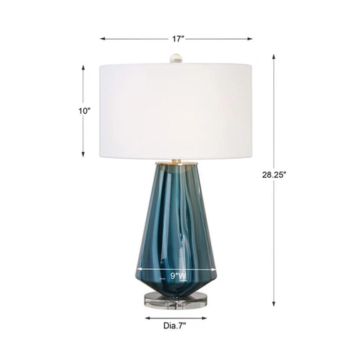 Uttermost Pescara Glass Crystal and Metal Table Lamp in Teal Blue/Ivory - Picture 5 of 5