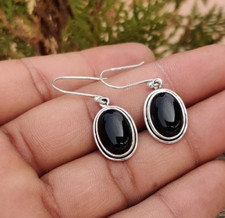 Black Onyx 925 Sterling Silver Women Dangle Earrings Natural Handmade Gemstone