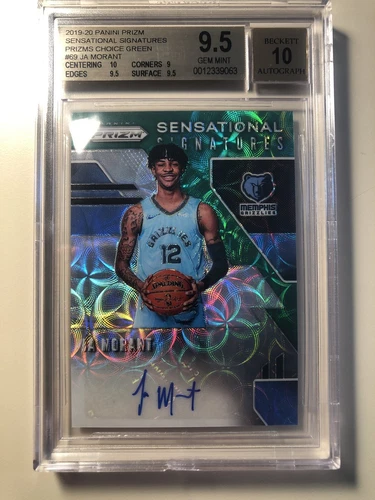 2019-20 Panini Prizm Ja Morant Choice Green Sensational Signatures /8 BGS 9.5/10