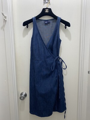 white christmas dresses Sleeveless Belted Denim Dress main image 0