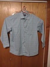 Kenneth Cole Long Sleeve Button Up Dress Shirt Mens 16 1/ 32/33 Regular Fit Blue