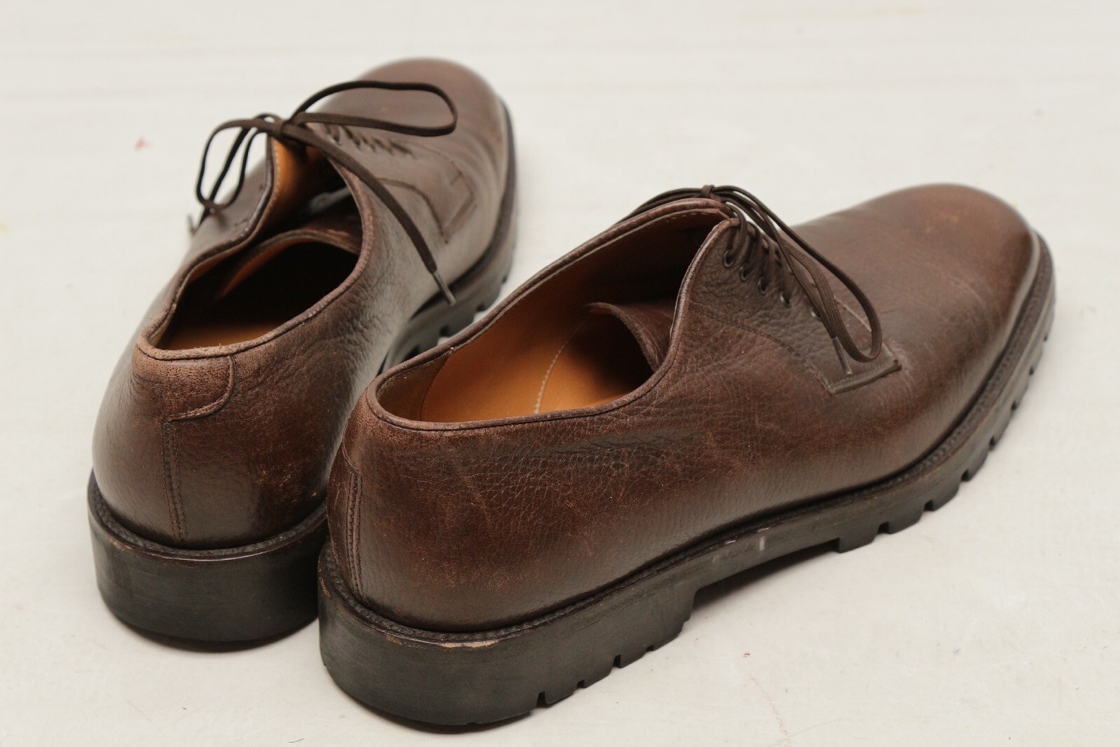 SAOLA Salvatore Ferragamo Soletta A Ancella Blucher Uomo Punta Piana 12 D Marrone Gomma Italia