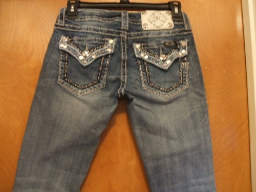 Miss Me Sz 25 Signature Capri Blue Jean Embellished Bling JVS755P7 Stretch - Picture 11 of 12