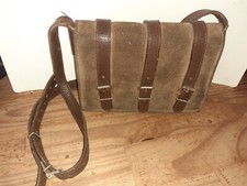 Besace sac bandoulière sacoche en cuir et daim ? ancien vintage 
