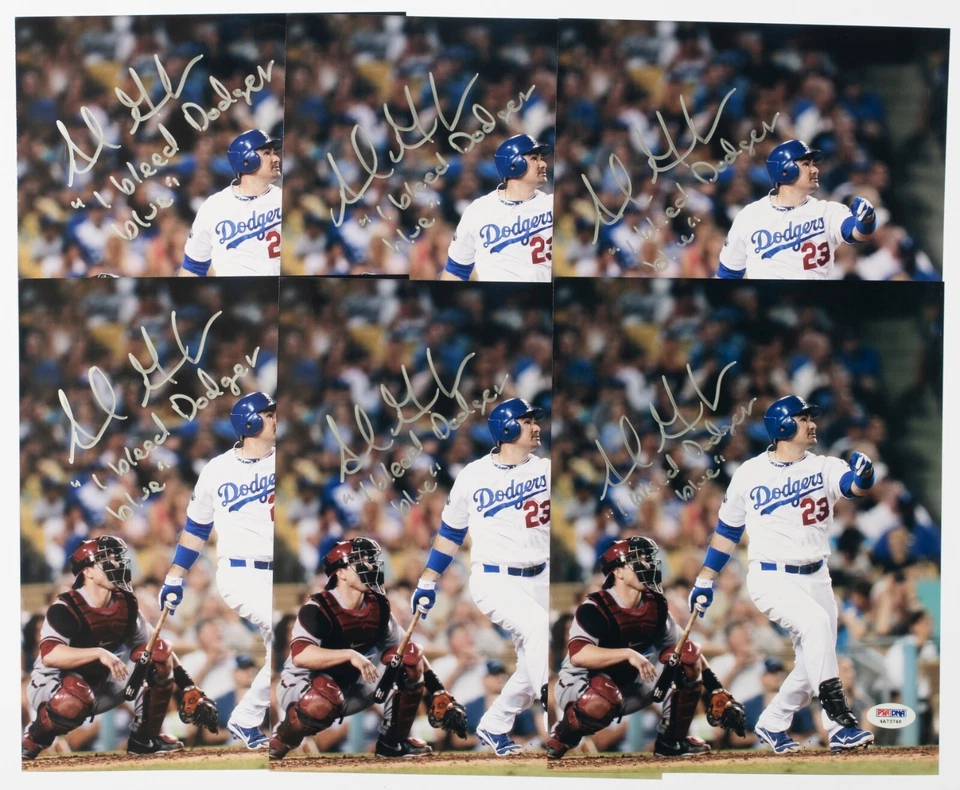 Бейсбольная фотография с автографом Адриана Гонсалеса «I Bleed Dodger Blue» 8x10 с сертификатом подлинности PSA/DNA - Изображение 2 из 4