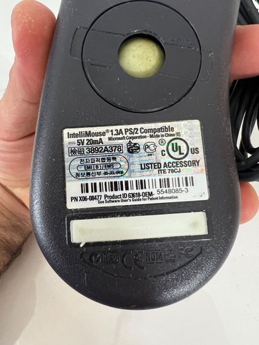 Vintage Dell by Microsoft IntelliMouse 1.3A PS/2 Mouse X06-08477 - Picture 6 of 7