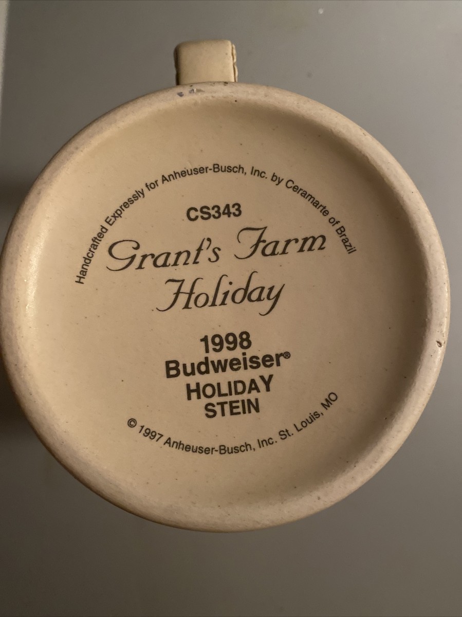 Vintage 1998 Budweiser Beer Holiday Stein Cup Grant's Farm Holiday
