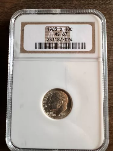 1963 Roosevelt Dime CERTIFIED NGC MS 67 Silver 10c