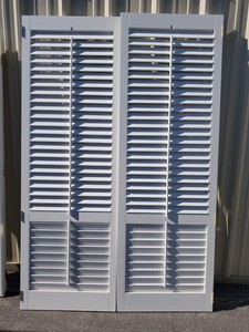 Set Of Wood Slat Window Interior Plantation Shutters 50 1 2 X 75 3 4 White Ebay