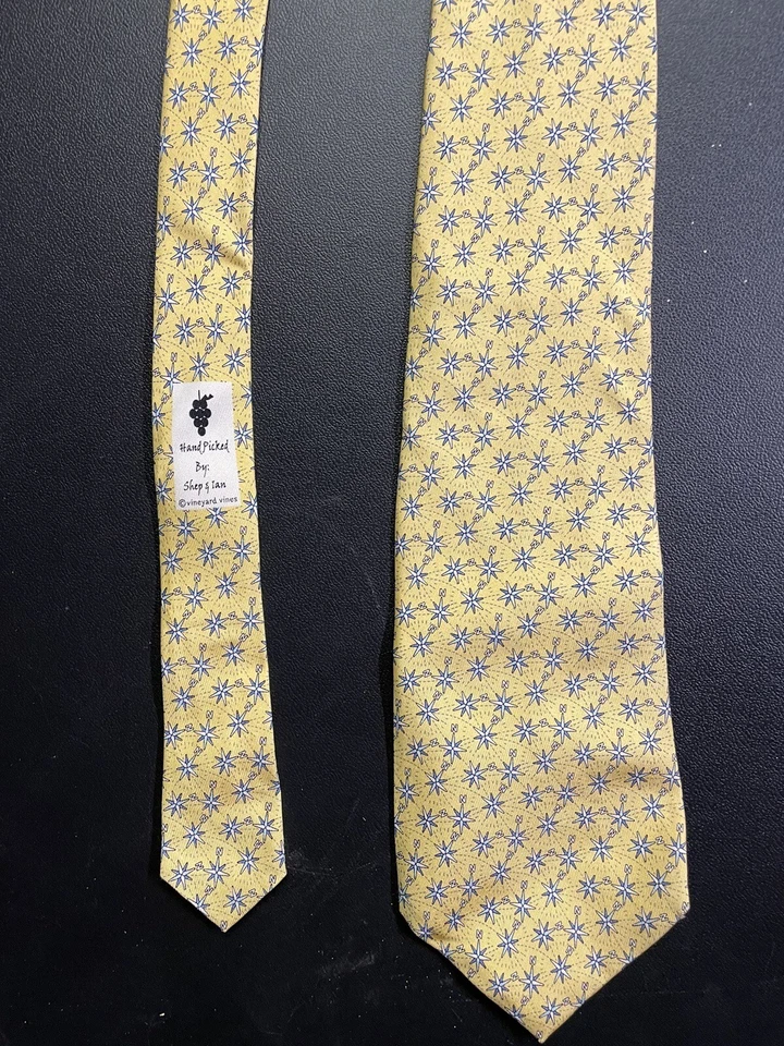 Corbata para hombre Vineyard Vines Martha’s 100 % seda ligera North Star diseñador AOP Foto 2 de 4