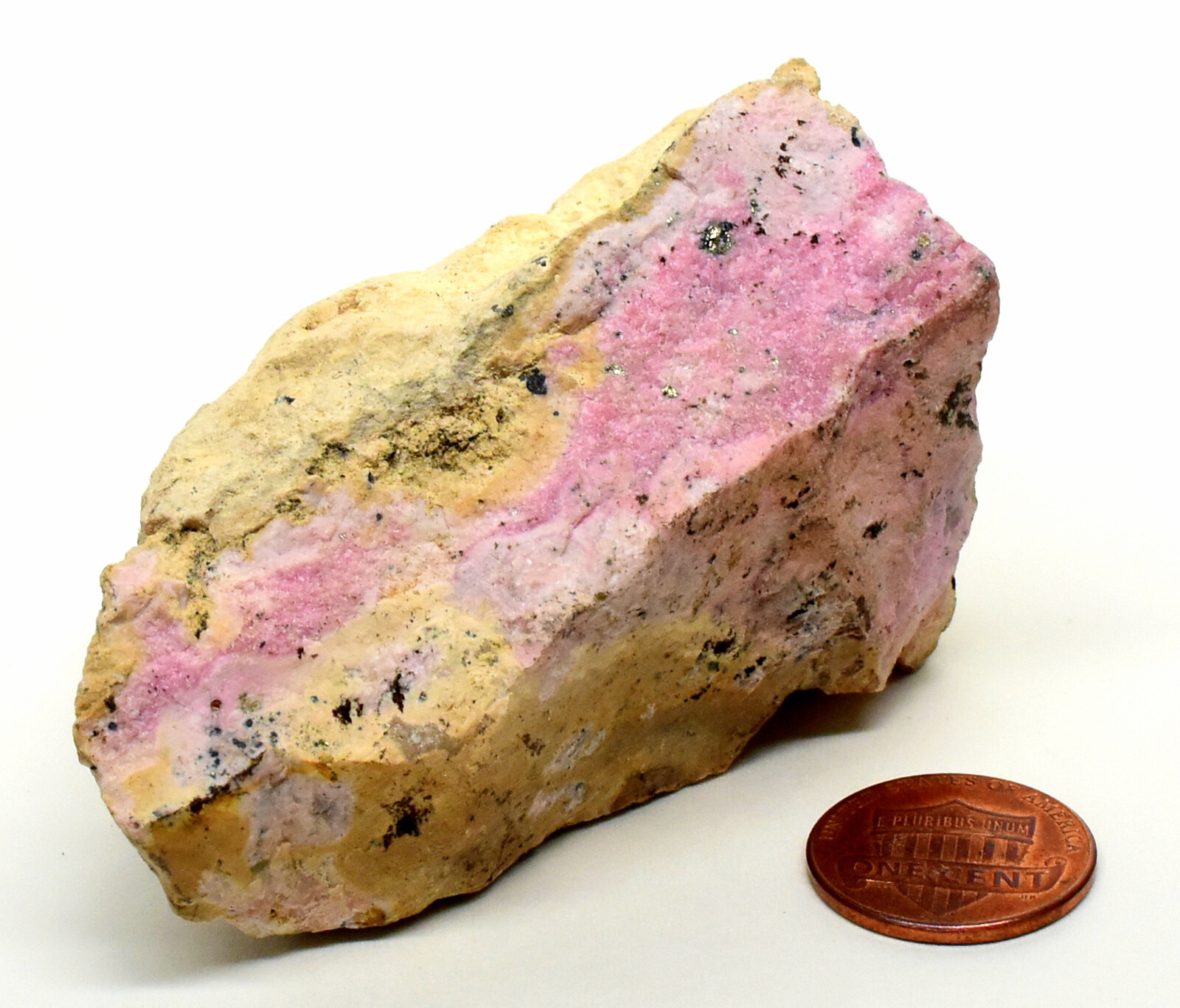 180g Pink in Yellow Rhodochrosite Rough Natural Crystal Mineral ...