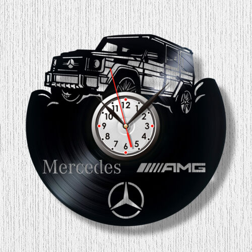 Horloge Mercedes AMG horloge de voiture horloge vinyle horloge murale noire - Photo 1 sur 1