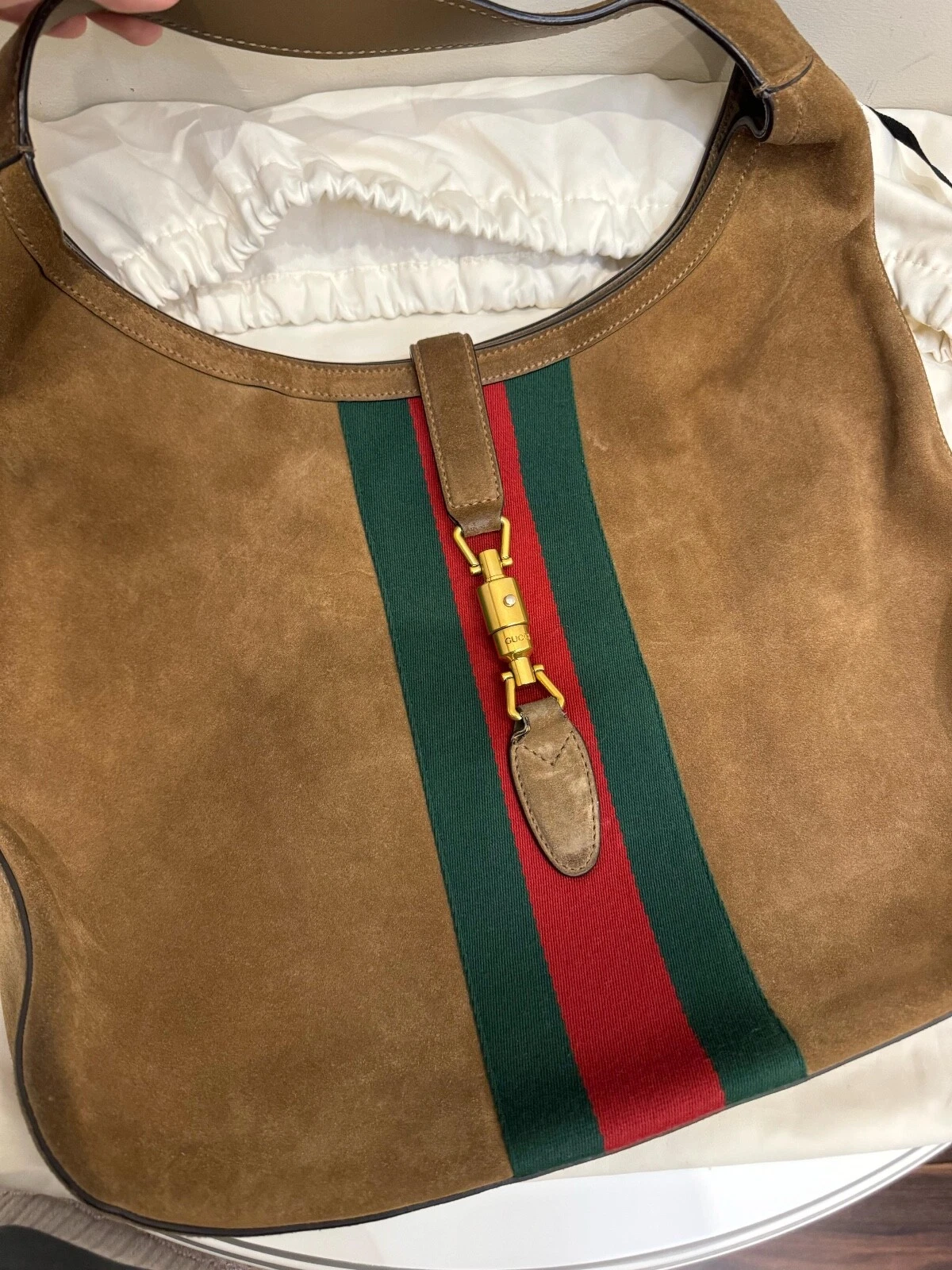 Gucci Jackie quincaillerie en daim marron doré vintage