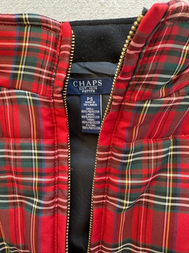 Chaps Vest Womens Small Petite New Highland Festive Red Plaid Zip Up Jacket - Picture 2 of 4