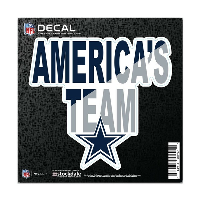 DALLAS COWBOYS AMERICA'S TEAM SLOGAN ALL SURFACE DECAL REMOVABLE 6"X6