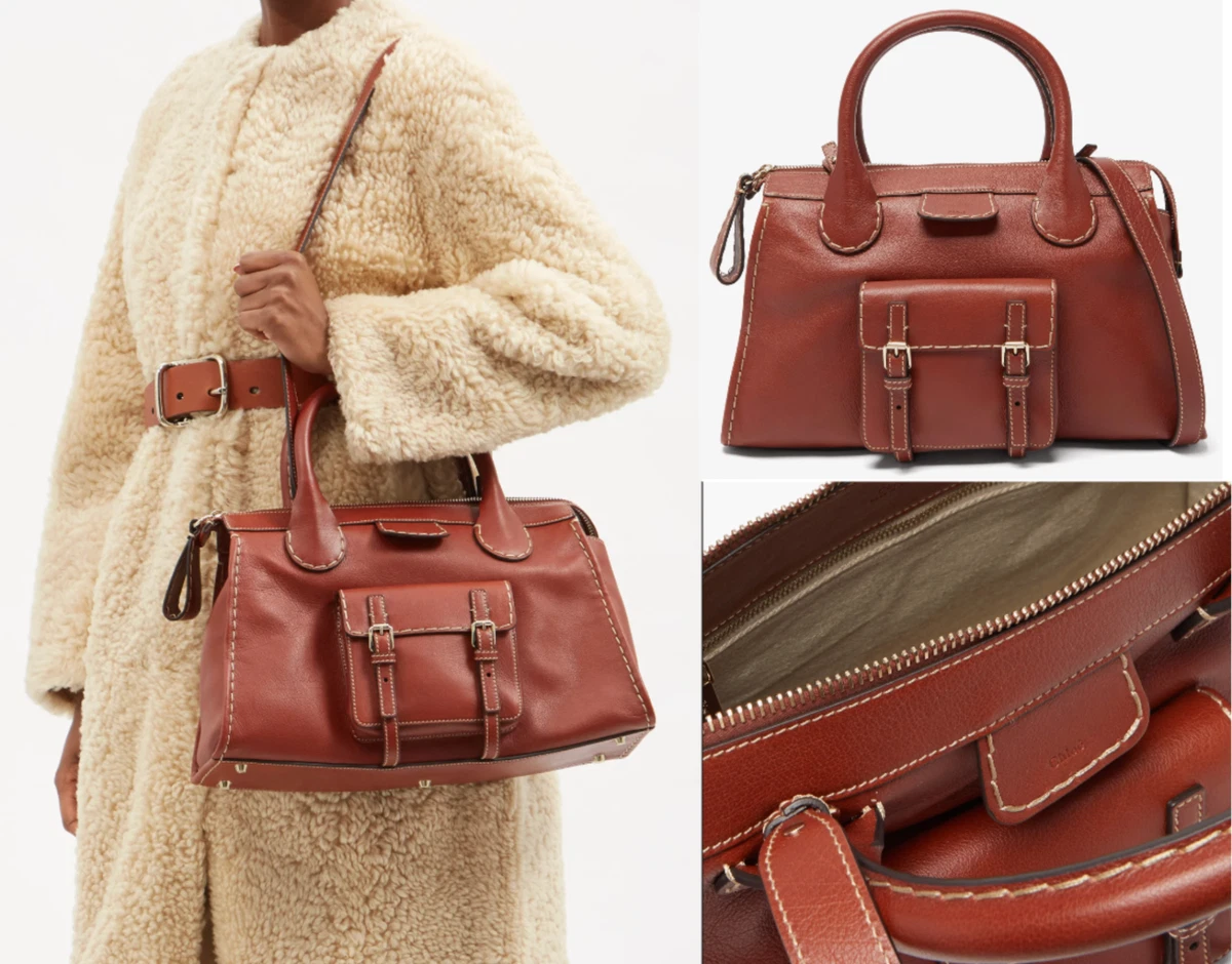 Chloé Edith Medium Tote Bag Day Bag Topstuched Leather Bag Shoulder Bag  Shopper | eBay