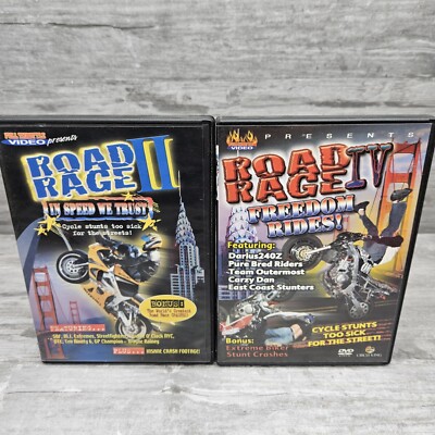 Road Rage II In Speed We Trust IV Freedom Rides DVD Lot (2) Cycle Stunts