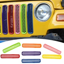7x Front Grille Insert Mesh Net Ring Trim Decor Cover For Jeep Wrangler TJ 97-06