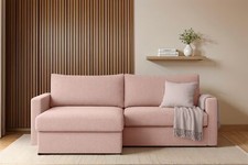 Ecksofa Sofa mit Schlaffunktion BENDIK Stoff Faro Rose Ottomane Links
