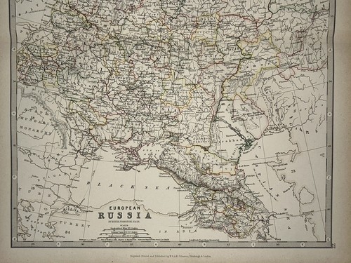 1889 Russia Hand Coloured Original Antique Map by Johnston - Picture 3 of 3