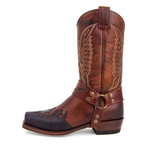 Buy Bespoke Cowboy Brown Leather Western Ankle Men Fashion  display picture 1