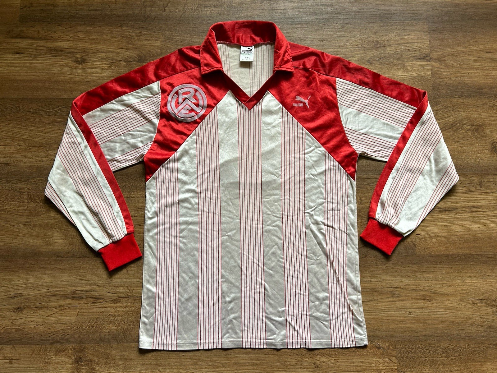 VINTAGE ROT-WEISS ESSEN GERMANY MATCH WORN FOOTBALL SHIRT JERSEY PUMA #6