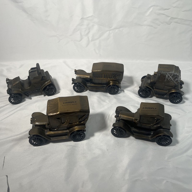 Lowell 5¢ Savings Bank Vintage 5 Car Lot Banthrico Car Coin Banks NO KEYS