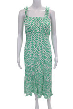 Faithfull The Brand Womens Green Floral Sundress Square Neck Sleeveless Size 4