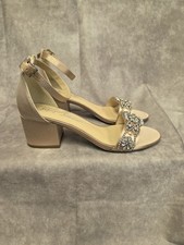 Betsey Johnson SB Mel Women  s Size 7 Block Heel Sandals with Rhinestones Bridal