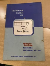 Eico 625 Tube Tester instruction manual & schematic with NO tube data original