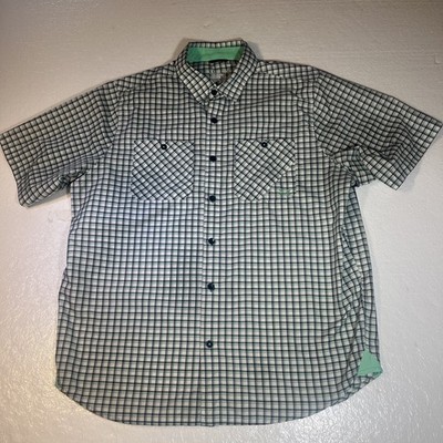 Under Armour Shirt Men Large Green Plaid Button Down Performance Vented Breathe