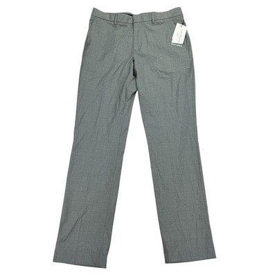 Perry Ellis Mens Slim Fit Tonal Windowpane Dress Pants Gray 32x32