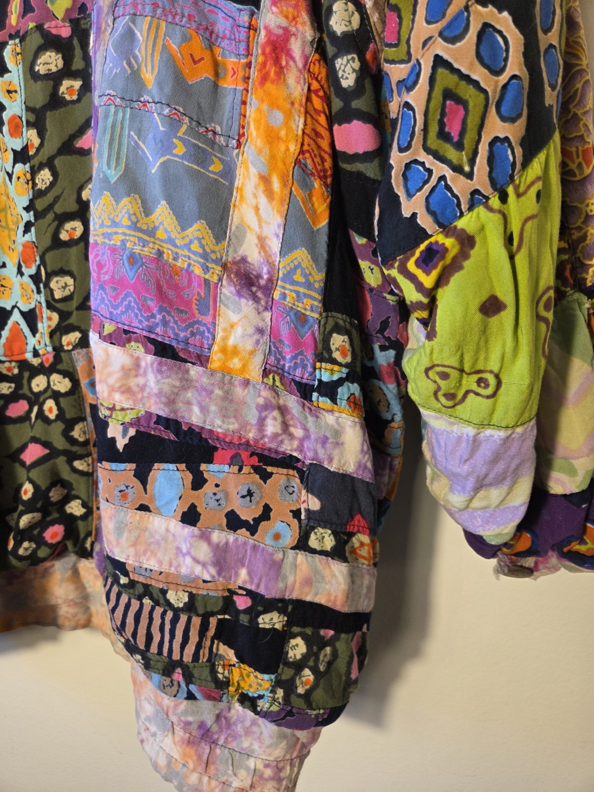 Vtg Boho Artistic Quilted Patchwork Oversized Emb… - image 15