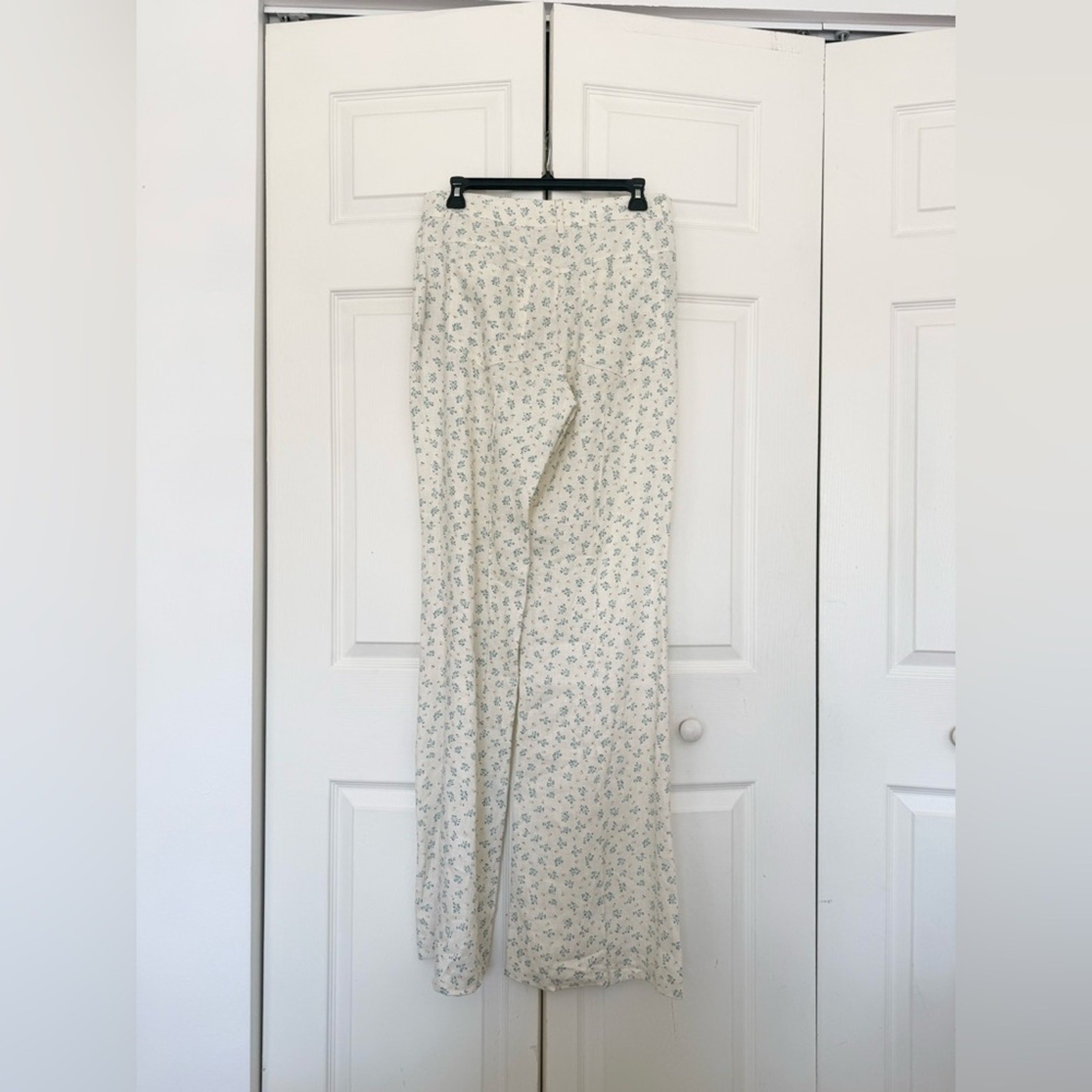 NWT Mango Linen Floral Pants Holborn Flare Long Ditsy Cream Pants Size 6 thumbnail 6