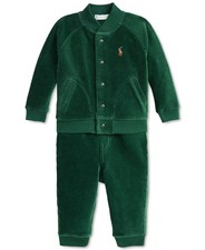 Ralph Lauren Polo Boys' Green Corduroy Baseball Jacket & Pants Set Outfit 18M