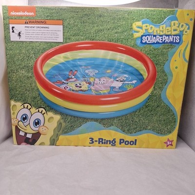 NEW SpongeBob SquarePants 3-Ring Inflatable Portable Indoor/Outdoor Kids' Pool