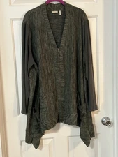 Women’s LOGO Lori Goldstein 3X Zippered Sweatshirt Olive Green With Pockets