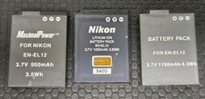 3 EN-EL12 Batteries Nikon, Maximal Power 3.7v Untested As-Is READ