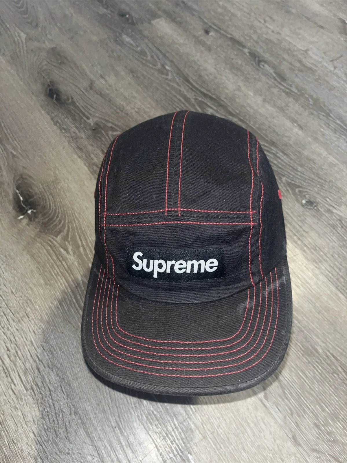 Chapeau Supreme Noir Strapback 5 Panneaux Classique Designer Box Logo Cap