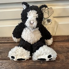 Vintage First Main Black Cream Cat Plush Soft Toy Stuffed Animal 11 W/ Tags