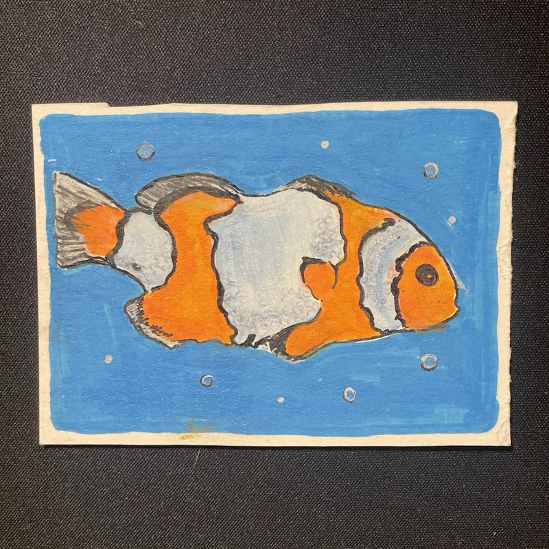 ATC/ACEO Clownfish Fish Illustration Art Drawing one of a kind unique art