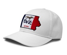 Iowa Flag Hat – Adjustable Snapback Trucker Baseball Cap (All White)