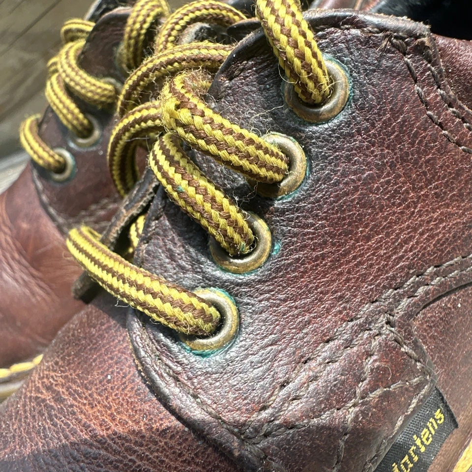 Vintage Original Dr. Martens England Brown Oxford Shoes Yellow Laces Child’s 6 - Image 2 of 4