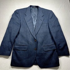 Burberry London Mens Blue Tweed Blazer 100 Camel Hair Dress Jacket 40 R USA