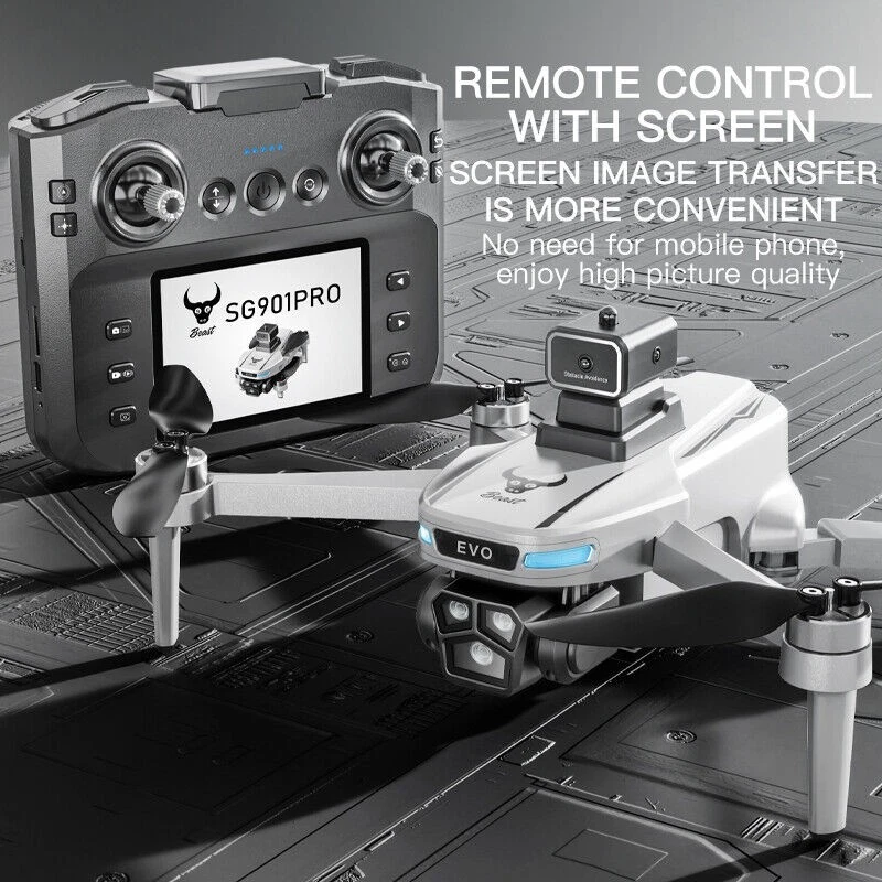 New Sg901 Pro Drone 4K Hd Dual Camera Obstacle Avoidance Quadcopter 3.5" Screen - Image 3 of 4