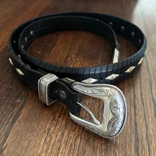 NWOT Will Leather Goods Black Leather Western Lace Filigree Buckle Mens 45"